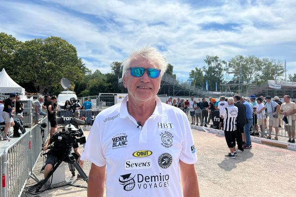 Marco Foyot après sa victoire en 32e de finale de La Marseillaise à pétanque, mardi 2 juillet 2024.