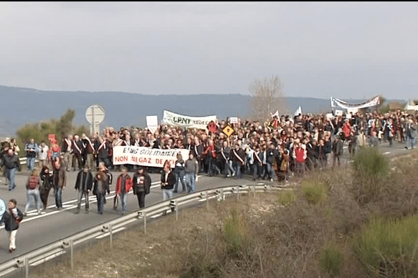 Les opposants au gaz de schistes s'étaient retrouvés pour une grande manifestation en février 2011.