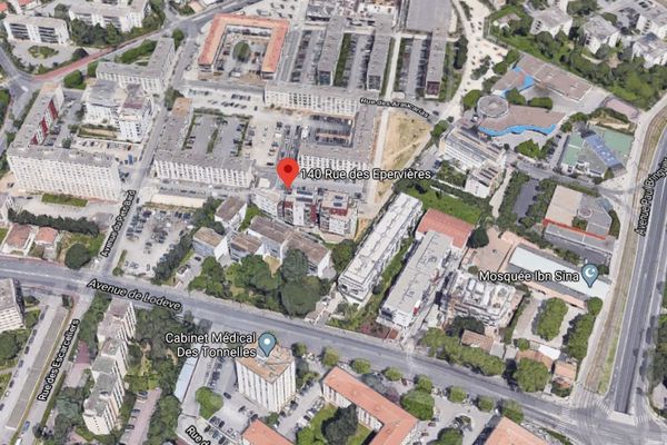 Le 140, rue des Epervières à Montpellier, où un immeuble s'est embrasé le 9 juillet 2020