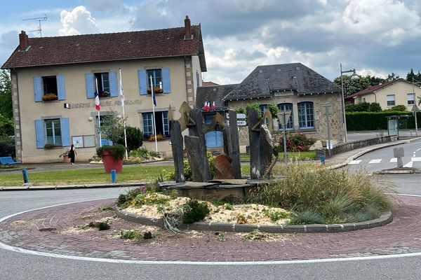 Les plantes arrachées jonchent le sol près du rond-point de la mairie.