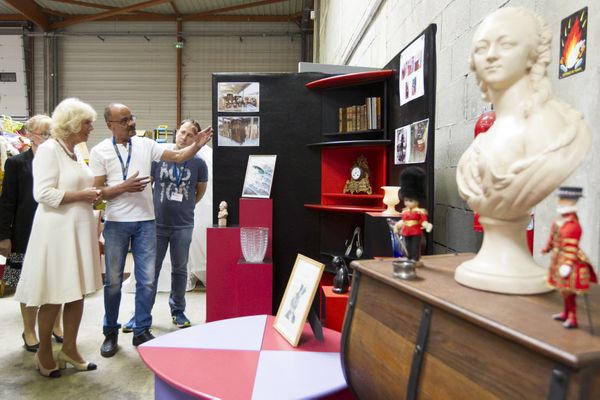 La Fondation Emmaus de Vénissieux (Rhône) lors d'une visite de la Princesse de galles en mai 2018