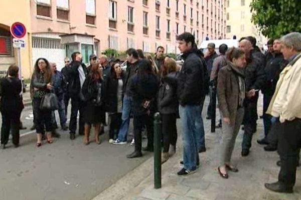 Rassemblement de membres de Corsica Libera, le 22 avril 2013, devant le commissariat d'Ajaccio pour protester contre les conditions de l'arrestation d'un de leur militant