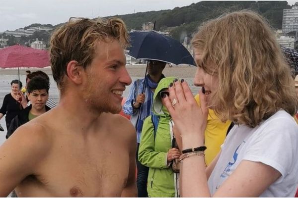 Arthur Germain sur la plage du Havre (Seine-Maritime) le samedi 24 juillet