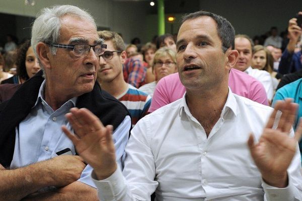 Emmanuelli et Hamon à la Rochelle le 29 août 2014.