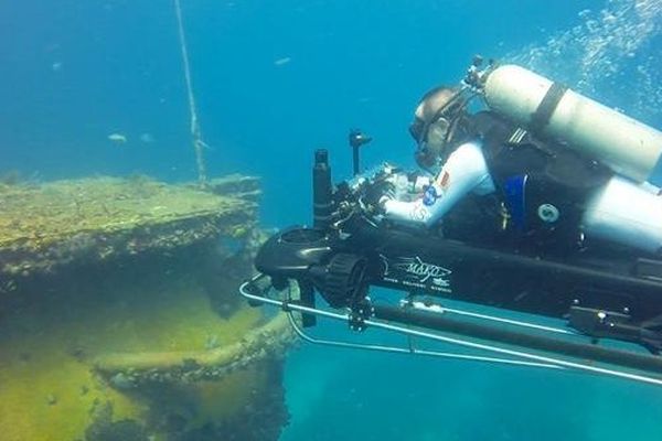 Les exercices sous-marins menés par Hervé Stévenin avec l'Agence Spatiale Européenne en Floride.