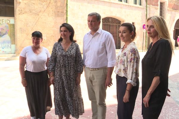 Perpignan - Louis Aliot et les 4 candidates RN arrives en tête au 1er tour des Législatives dans les Pyrénées-Orientales - 13 juin 2022.