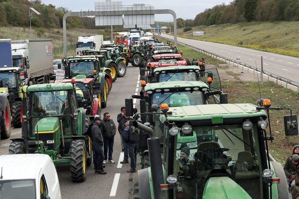 Opération escargot des agriculteurs alsaciens sur les routes pour protester contre le manque de considération