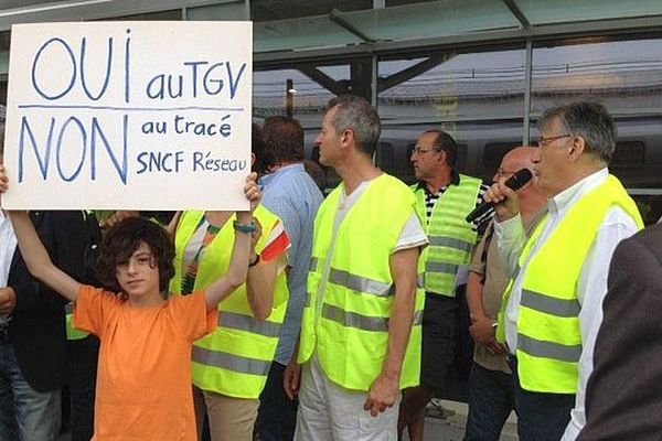 Perpignan - manifestation contre le tracé de la future LGV dans les Pyrénées-Orientales - 15 juin 2015.