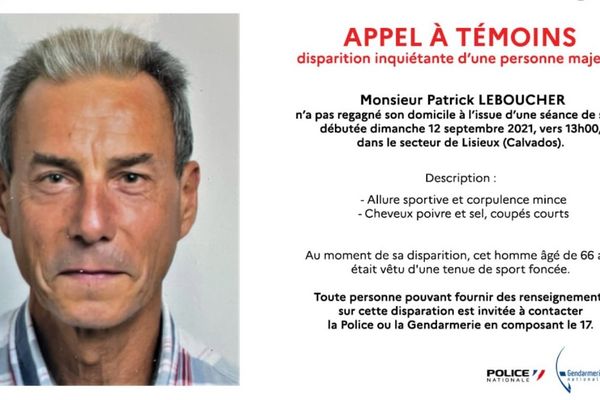 Patrick Leboucher est porté disparu depuis le 12 septembre. 