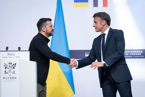 Le président de la République Emmanuel Macron, avec son homologue ukrainien à l'Elysée en juillet 2024.