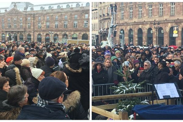 Plusieurs milliers de personnes place Kléber pour la cérémonie hommage aux victimes de l'attentat de Strasbourg