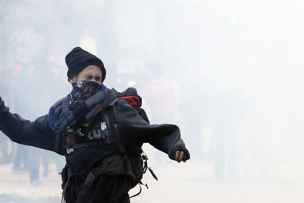 Lors de la manifestation du 21 février.