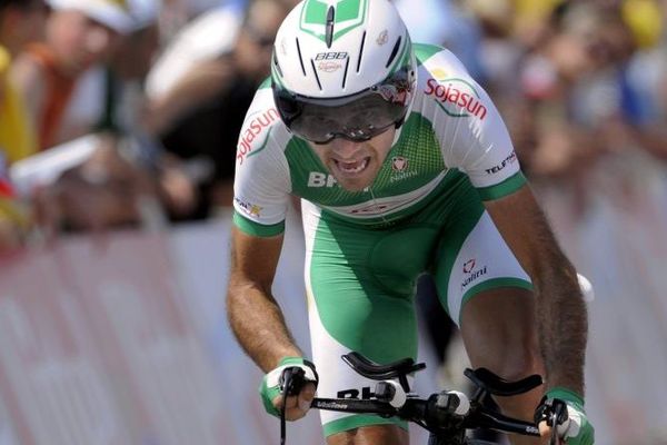 Maxime Médérel dans la 100ème édition du Tour de France ( Contre la montre, Avranches-Le Mont Saint-Michel, 10 juillet 2013)