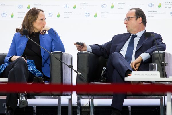 Ségolène Royal et François Hollande le 26/11/2015 à la conférence des Nations Unies sur les changements climatique au Bourget. 