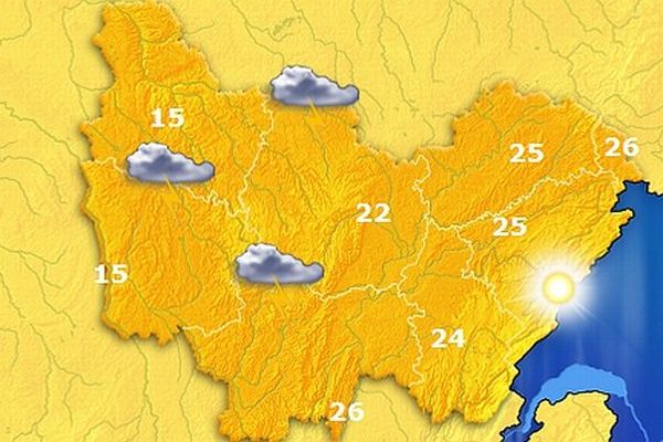 Météo France prévoit des averses localement orageuses dans l'après-midi en Bourgogne jeudi 13 juin 2013.