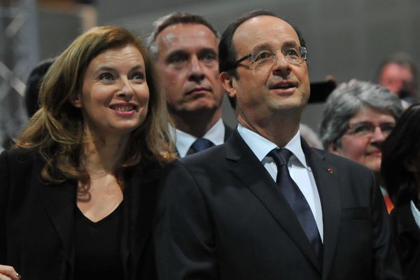 Valérie Rrierweiler et François Hollande à Tulle, inauguration de la salle de l'Auzelou, 19-01-2013