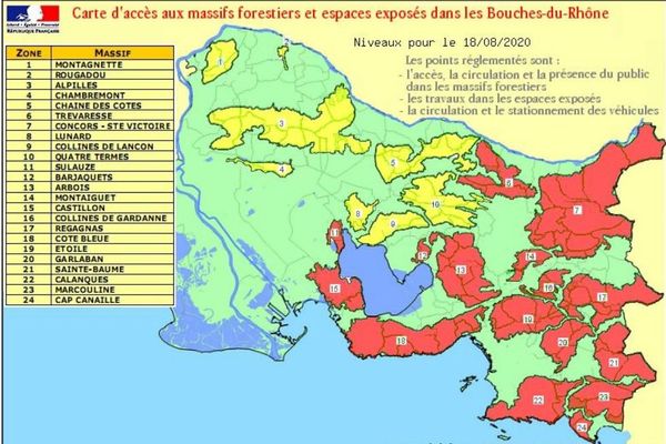 Ce mardi 18 août, 16 massifs du département sont encore en alerte rouge incendie.