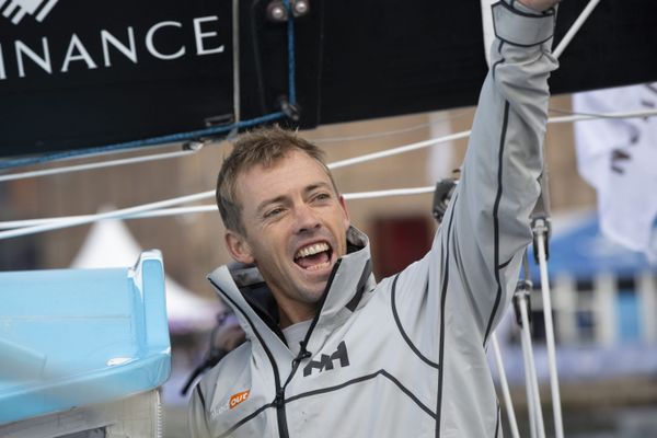 Le skippeur dunkerquois Thomas Ruyant, le 7 novembre 2021 au départ de la Transat Jacques-Vabre au Havre.