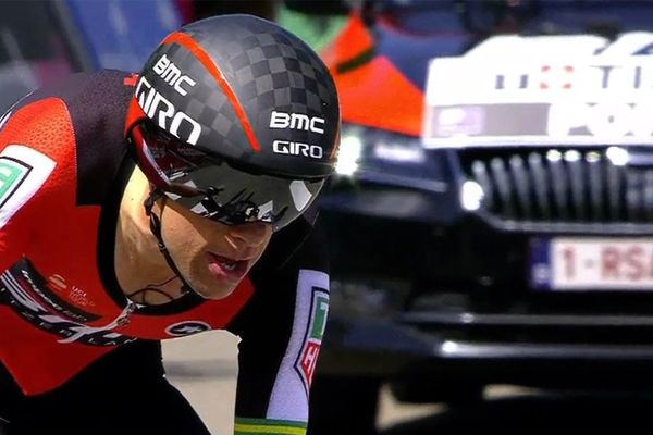 Richie Porte à l'arrivée du contre la montre individuel lors de la 4e étape du Dauphiné 2017