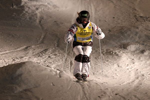 Perrine Laffont lors de l'épreuve de Coupe du monde de ski freestyle à Park City (Etats-Unis).