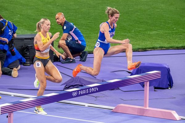 Alice Finot lors de la finale du 3000 m steeple des JO de Paris. Août 2024