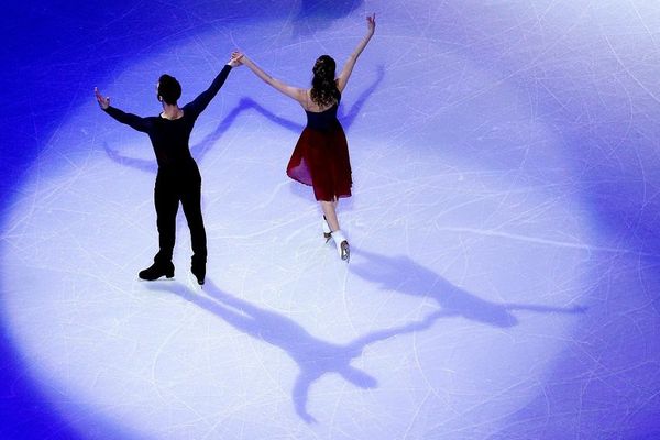 Guillaume Cizeron et Gabriella Papadakis aux Championnats du Monde Patinage Artistique de Boston en mars 2016.