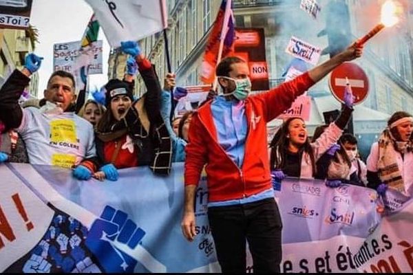 Des étudiants infirmiers lors d'une manifestation à Paris en 2016.