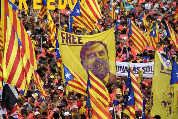 Une manifestation réclamant la libération d'Oriol Junqueras à Barcelone en septembre 2018. 