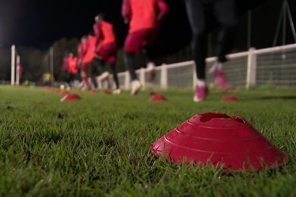 Le FC Chauvigny, à l'entraînement en novembre 2021, quelques jours avant la rencontre face au Havre.