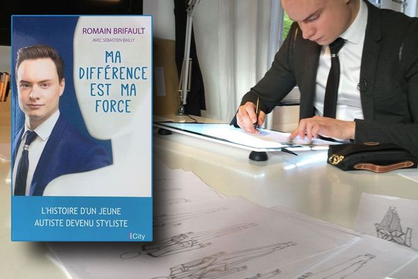 Le styliste Romain Brifault à sa table de travail