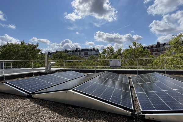 Les soixante panneaux photovoltaïques couvriront près d'un quart des besoins en électricité de l'école polyvalente de Reims et du conservatoire municipal Claude Debussy, mitoyen.