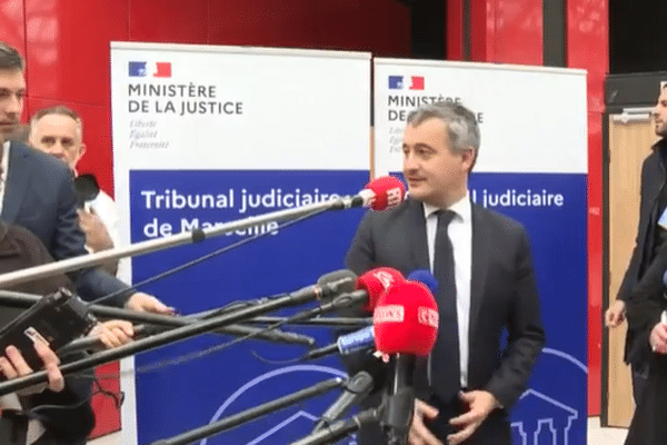 Gérald  Darmanin, ministre de la Justice depuis une semaine, en visite au tribunal judiciaire de Marseille ce jeudi 2 janvier 2025.