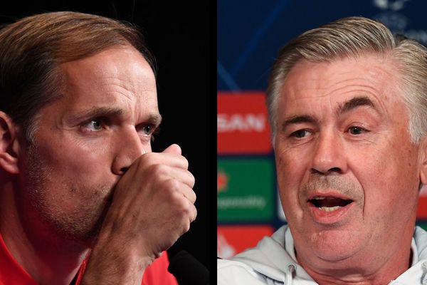 Les entraîneurs Thomas Tuchel (PSG) et Carlo Ancelotti (Naples).