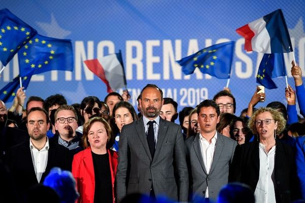 Edouard Philippe et plusieurs membres du gouvernement dont le Normand Sébastien Lecornu, sont venus prêter main forte à la candidate aux européennes Nathalie Loiseau au Palais des Congrès de Caen, lundi 6 mai 2019.