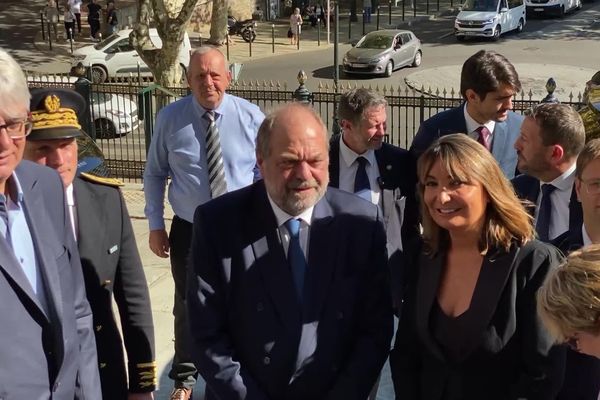 Éric Dupond-Moretti est ce vendredi à Bastia où il assistera à l'installation de Hélène Davo (à sa droite) en tant que Première présidente de la cour d'appel.