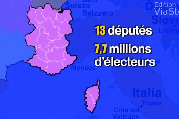 La Corse fait partie de l'euro-région sud comptant 13 députés sur les 72 la France envoie au parlement européen