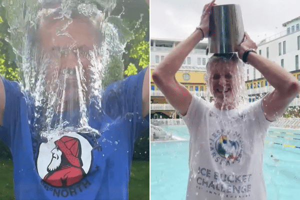 Michel Denisot et Denis Brogniart se soumettent au "Défi givré", successeur du "Ice Bucket Challenge".