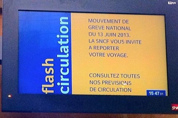  4 trains sur 10 sont prévus sur les lignes TGV et TER jeudi 13 juin 2013