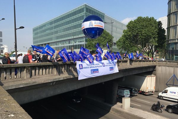 Une manifestation de policiers à l'appel du syndicat Alliance, le 22 mai 2018.