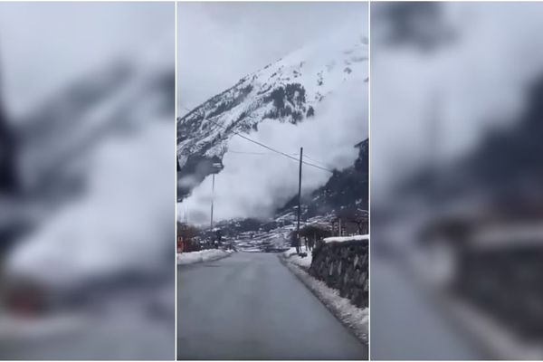 Une avalanche déferlant dans le Val d'Aoste, en Italie, filmée par un internaute le 27 janvier 2021.