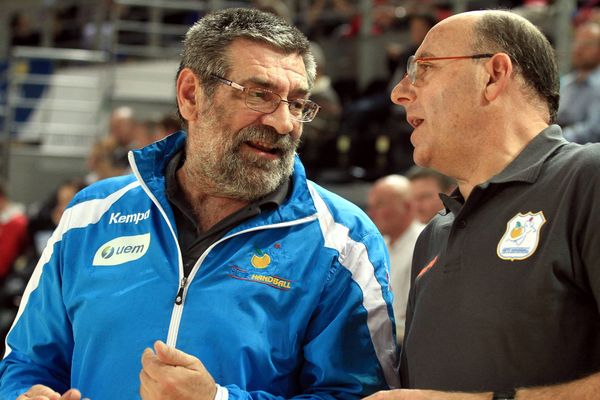 Sandor Rac, l'entraîneur et Thierry Weizman le président du Metz Handball.