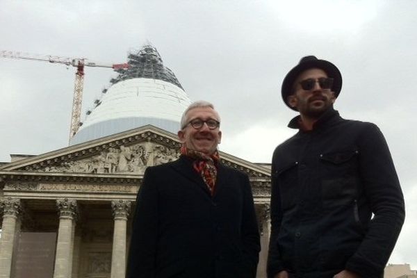 L'artiste JR et Philippe Belaval, président du Centre des monuments nationaux avant les travaux du Panthéon.