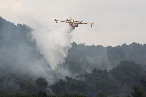 Canadair en intervention sur un feu à Saint-Cézaire, en août 2017