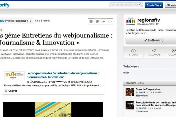 Capture d'écran du "storify" d'Obsweb proposé par @regions FTV