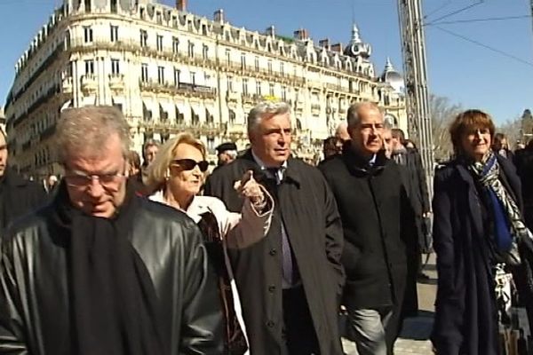 Frédéric Cuvillier et les élus socialistes à Montpellier le 15 mars 2013