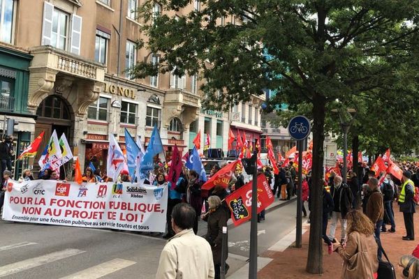 Place Bellecour manifestation pour la fonction publique à Lyon le 09 mai 2019