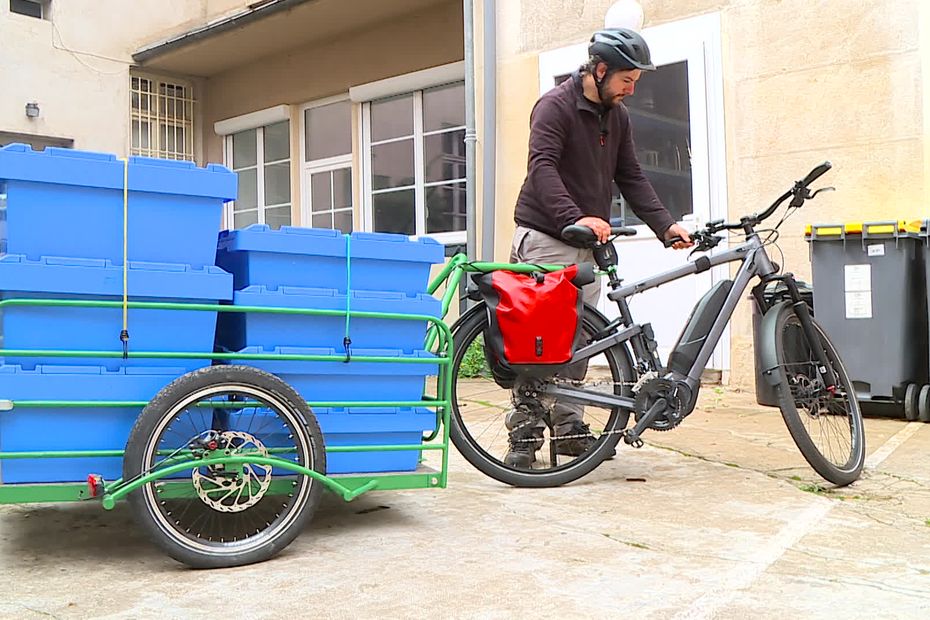 collection of bio-waste by bicycle, in restaurants in the city center of Dijon