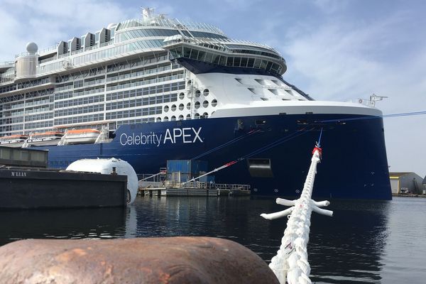 Le Celebrity Apex amarré dans le bassin de Penhoët du port de Saint-Nazaire