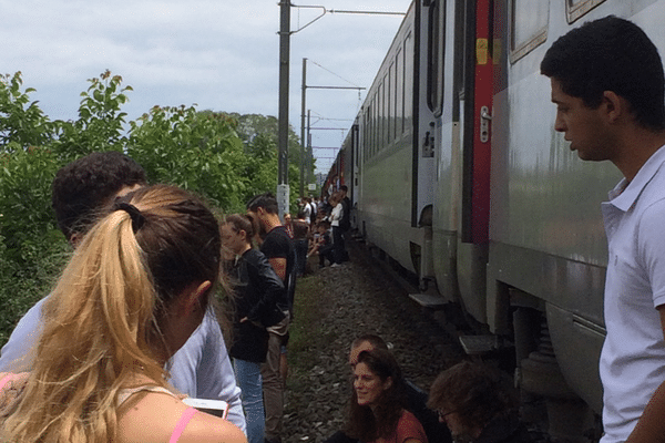 Les passagers sont sortis des rames dans l'attente que la panne soit réparée.