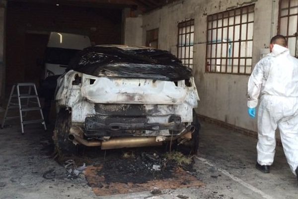 La voiture des malfaiteurs ayant provoqué l'accident